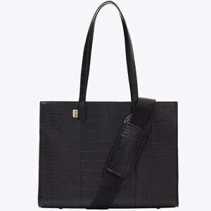 BEIS Black Croc-Embossed Tote